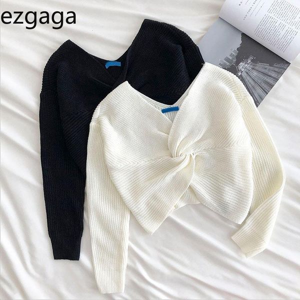 women's sweaters ezgaga sweater women v-neck loose solid long sleeve crop knot ruched ladies knit pullover fashion streetwear 2021, White;black
women's sweaters ezgaga sweater women v-neck loose solid long sleeve crop knot ruched ladies knit pullover fashion streetwear 2021, White;black