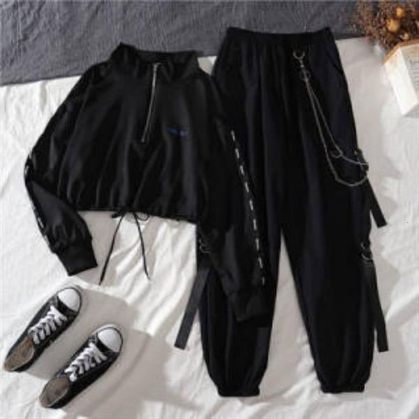 cargo buckle ribbon pocket women pant jogger elastic waist high streetwear harajuku chain females two piece, Black;white
cargo buckle ribbon pocket women pant jogger elastic waist high streetwear harajuku chain females two piece, Black;white