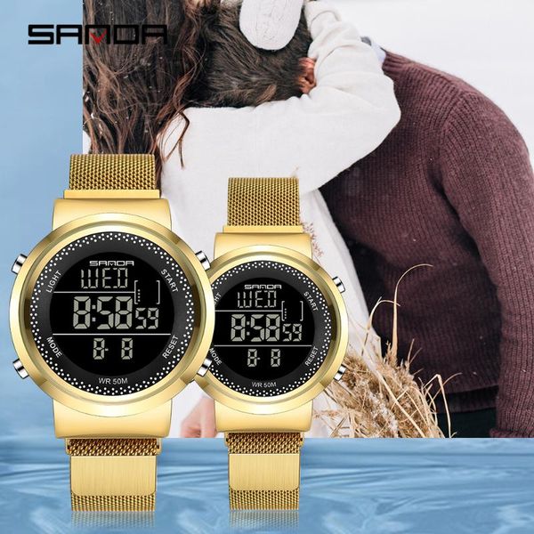 wristwatches sanda fashion stainless steel mesh belt waterproof quartz watch sports electronic digital couple for men women watches, Slivery;brown
wristwatches sanda fashion stainless steel mesh belt waterproof quartz watch sports electronic digital couple for men women watches, Slivery;brown