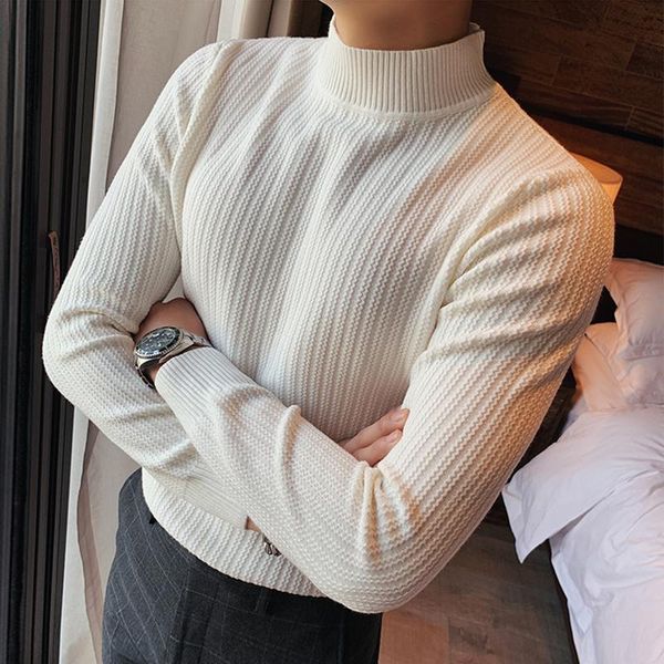 men's sweaters 2021 autumn winter mock neck thick warm knit sweater men fashion mens slim fit pullover knitwear male jumper f546, White;black
men's sweaters 2021 autumn winter mock neck thick warm knit sweater men fashion mens slim fit pullover knitwear male jumper f546, White;black
