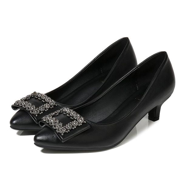 dress shoes women's fashion leather inlaid rhinestone fine heels high soft comfortable pointed single, Black
dress shoes women's fashion leather inlaid rhinestone fine heels high soft comfortable pointed single, Black