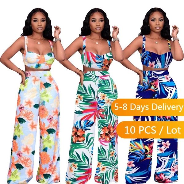 women's two piece pants bulk items wholesale lots floral print summer outfits for women beach club set tank crop and wide leg, White
women's two piece pants bulk items wholesale lots floral print summer outfits for women beach club set tank crop and wide leg, White