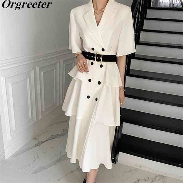 elegant office ladies layered ruffles cake dress robe femme notched collar short sleeve belt slim a-line female summe 210602, Black;gray
elegant office ladies layered ruffles cake dress robe femme notched collar short sleeve belt slim a-line female summe 210602, Black;gray
