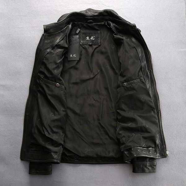 men's leather & faux slim fit jacket balck sheepskin shirt epaulet zipper pockets biker coat for men autumn arrivals, Black
men's leather & faux slim fit jacket balck sheepskin shirt epaulet zipper pockets biker coat for men autumn arrivals, Black