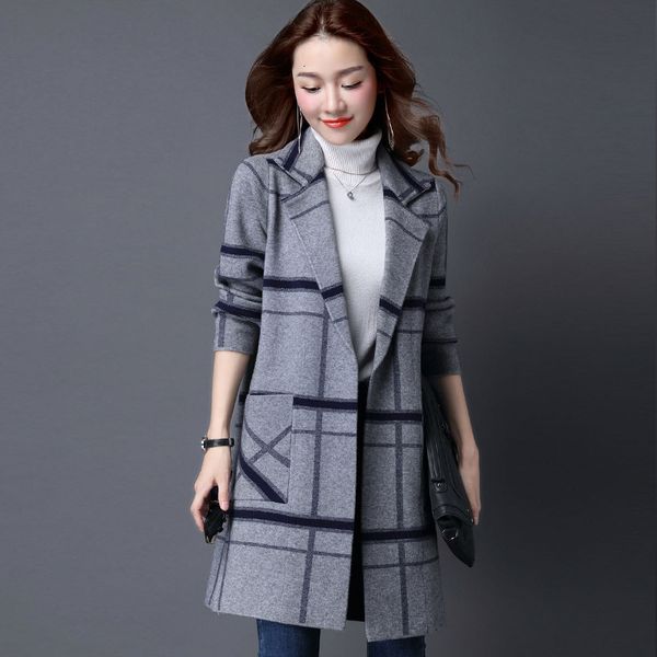 the new spring in autumn and winter women's nightgown large shipyards long section of loose cardigan jacket plaid sweater joxj, White;black
the new spring in autumn and winter women's nightgown large shipyards long section of loose cardigan jacket plaid sweater joxj, White;black
