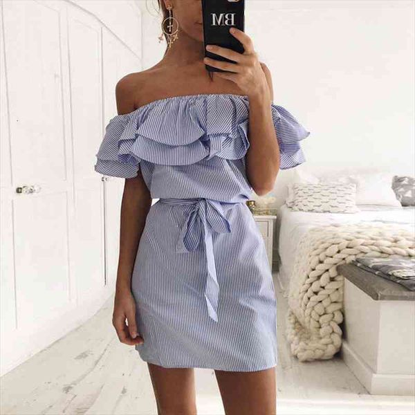 off shoulder strapless striped ruffles womens dress summer sundresses beach casual short mini dresses femme, Black;gray
off shoulder strapless striped ruffles womens dress summer sundresses beach casual short mini dresses femme, Black;gray