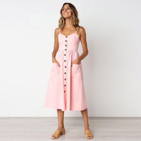casual dresses yizzhoy summer female holiday midi retro lady plus size women sling solid pocket halter button beach dress, Black;gray
casual dresses yizzhoy summer female holiday midi retro lady plus size women sling solid pocket halter button beach dress, Black;gray