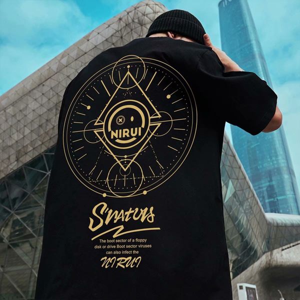 t shirt guochao gold stamping printing casual loose fat big size sweater men's fashion hip hop crew neck sleeve, White;black
t shirt guochao gold stamping printing casual loose fat big size sweater men's fashion hip hop crew neck sleeve, White;black