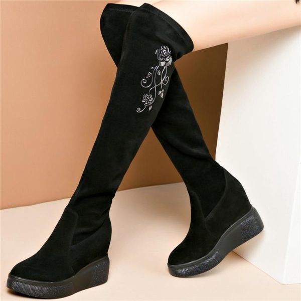 boots winter sneakers women genuine leather platform wedges over the knee high female pointed toe heel pumps shoes, Black
boots winter sneakers women genuine leather platform wedges over the knee high female pointed toe heel pumps shoes, Black