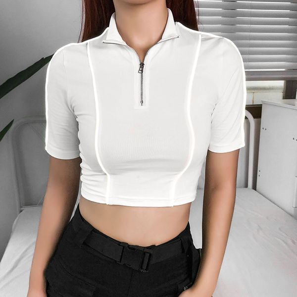 reflective stripes short sleeve white t shirt women fitness casual crop woman tshirt turtleneck zipper t-shirt
reflective stripes short sleeve white t shirt women fitness casual crop woman tshirt turtleneck zipper t-shirt