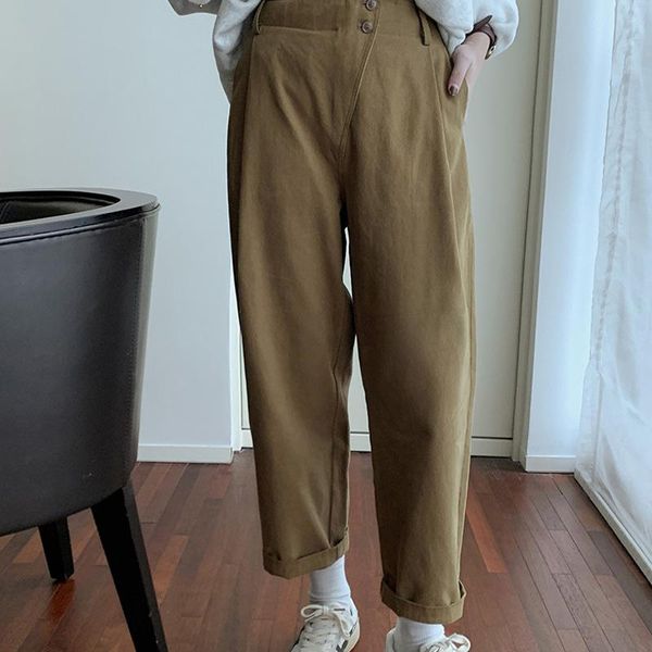 women's pants & capris retro high waist casual 2021 autumn winter loose wide-leg khaki simple irregular trousers, Black;white
women's pants & capris retro high waist casual 2021 autumn winter loose wide-leg khaki simple irregular trousers, Black;white