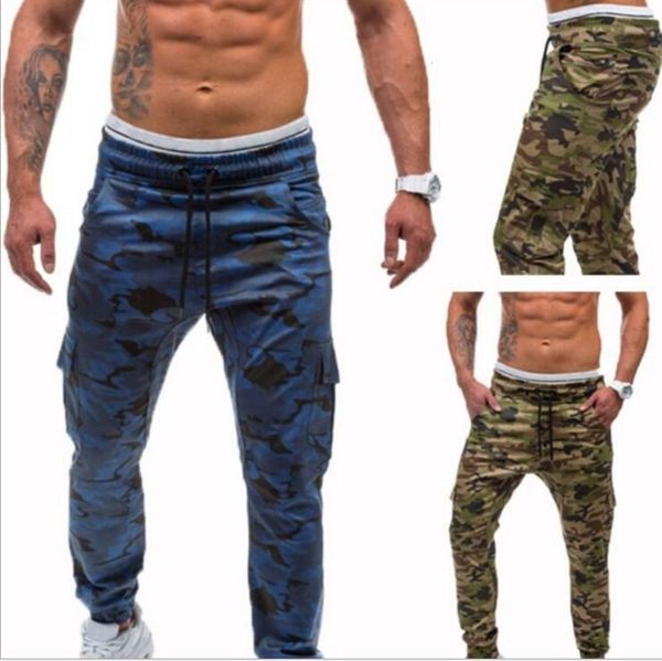 new casual men's camouflage military pants hip hop fitness style leggings, Black