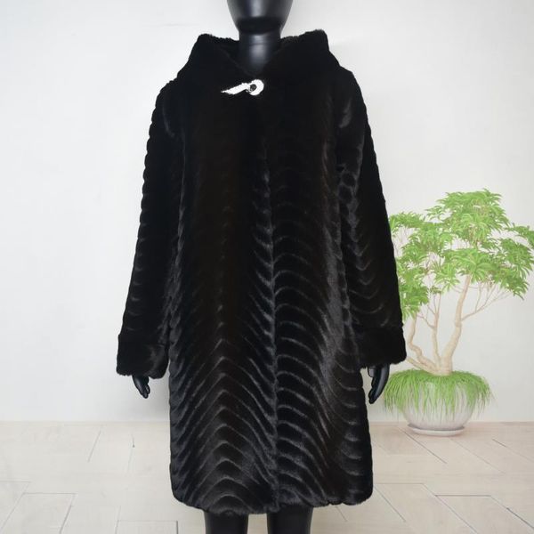 women's fur & faux imitation mink coat hooded section large size keep warm casual winter jacket women fashion outwears, Black
women's fur & faux imitation mink coat hooded section large size keep warm casual winter jacket women fashion outwears, Black