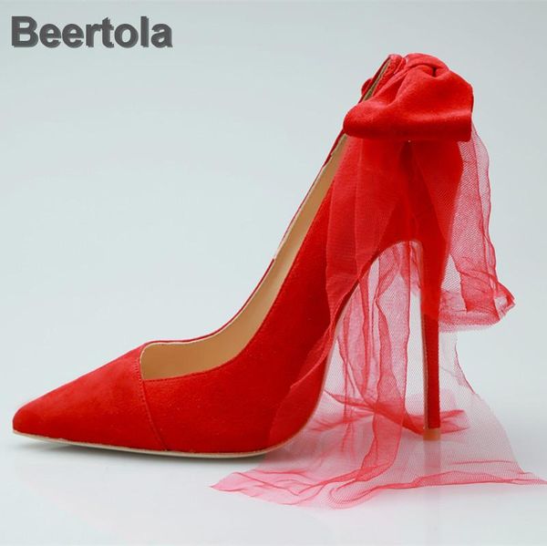 dress shoes red bowknot women wedding big size 35-42 shallow lace strap super high heel pumps celebrity, Black