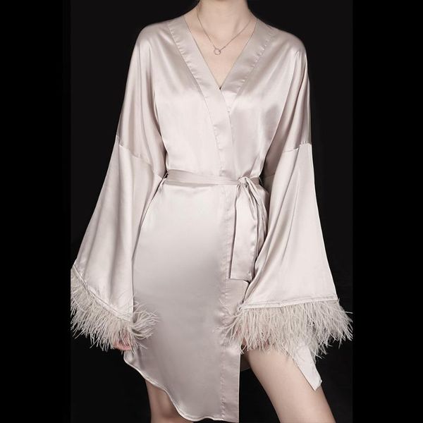 women's sleepwear summer women feather full sleeve kimono robe v-neck rayon bathrobe bride dressing gown lingerie nightdress lounge, Black;red
women's sleepwear summer women feather full sleeve kimono robe v-neck rayon bathrobe bride dressing gown lingerie nightdress lounge, Black;red