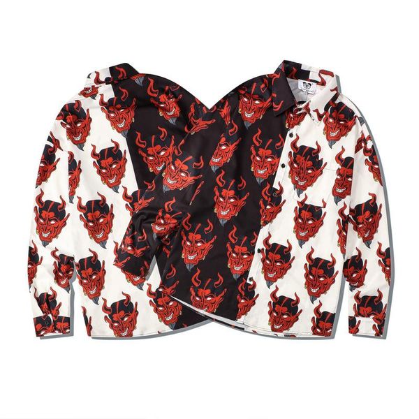 men's casual shirts fashion brand shirt couple matching color devil digital printing polyester thick long-sleeved loose lapel autumn, White;black
men's casual shirts fashion brand shirt couple matching color devil digital printing polyester thick long-sleeved loose lapel autumn, White;black
