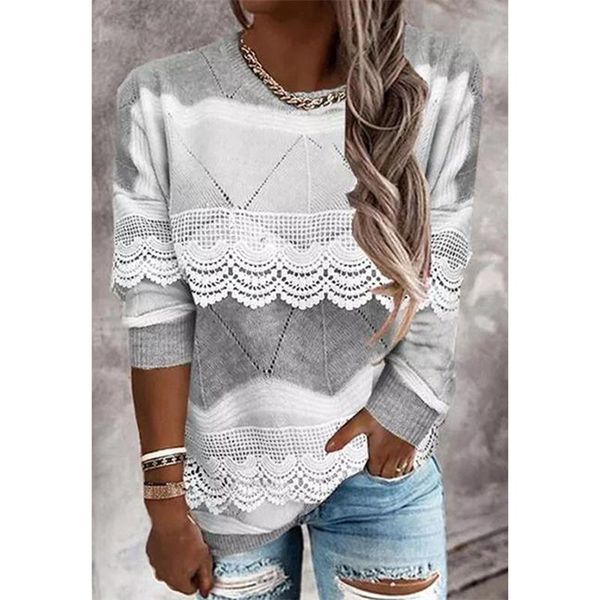 women's sweaters 2021 europe and america patchwork sweater autumn lace flowers clothes hollow out casual loose style drop, White;black
women's sweaters 2021 europe and america patchwork sweater autumn lace flowers clothes hollow out casual loose style drop, White;black