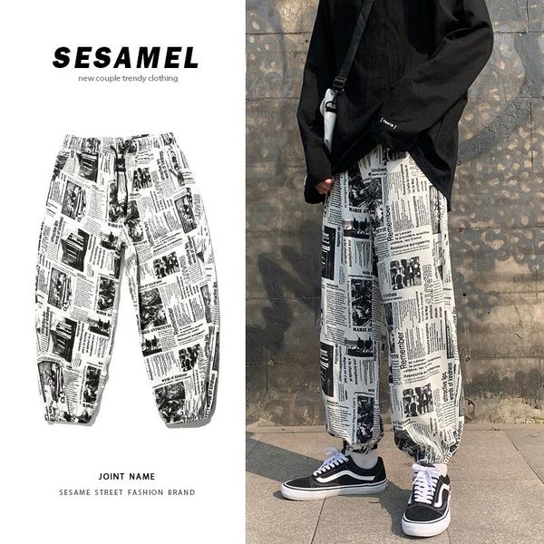 men's pants spapers print harem for mens 2021 fashion trends hip hop clothing japanese harajuku streetwear joggers baggy sweatpants, Black
men's pants spapers print harem for mens 2021 fashion trends hip hop clothing japanese harajuku streetwear joggers baggy sweatpants, Black
