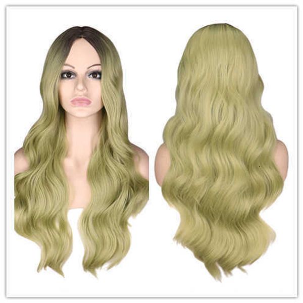 wig black long curly wig female green gradual change medium differentiation fiber hair
wig black long curly wig female green gradual change medium differentiation fiber hair