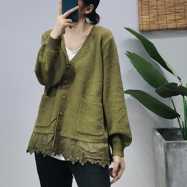 women's knits & tees johnature women vintage patchwork lace cardigan v-neck long sleeve loose pocket solid color 2021 autumn casual swe, White
women's knits & tees johnature women vintage patchwork lace cardigan v-neck long sleeve loose pocket solid color 2021 autumn casual swe, White