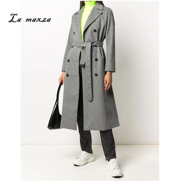 women's wool & blends women coats 2021 winter double breasted coat gray vintage elegant ladies plus size, Black
women's wool & blends women coats 2021 winter double breasted coat gray vintage elegant ladies plus size, Black