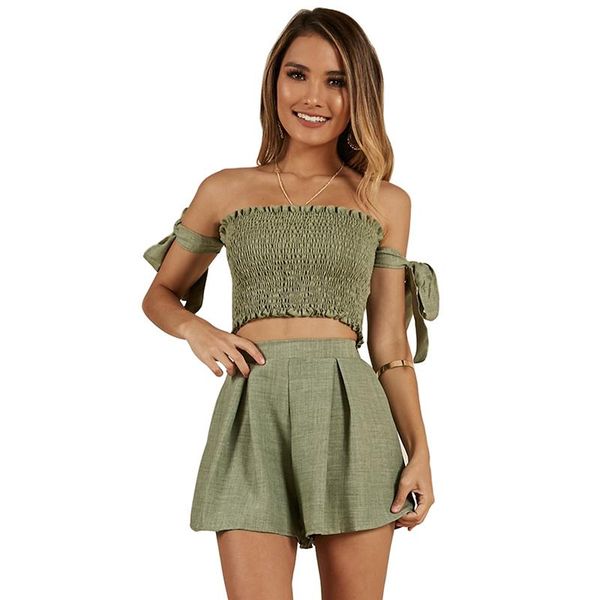 women's tracksuits summer two piece set women for 2021 green shorts girl ruched slash neck mini suits lady, Gray
women's tracksuits summer two piece set women for 2021 green shorts girl ruched slash neck mini suits lady, Gray
