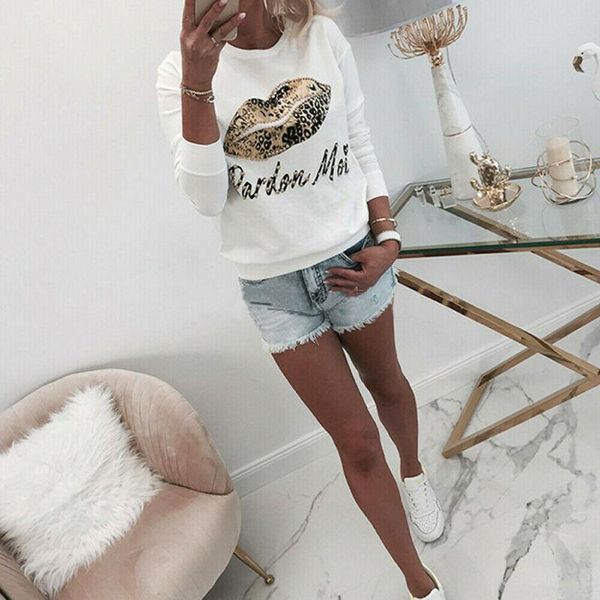 women's t shirt long sleeves autumn winter ladies casual lips print shirts o-neck loose t-shirt women t shirt for femme, White
women's t shirt long sleeves autumn winter ladies casual lips print shirts o-neck loose t-shirt women t shirt for femme, White