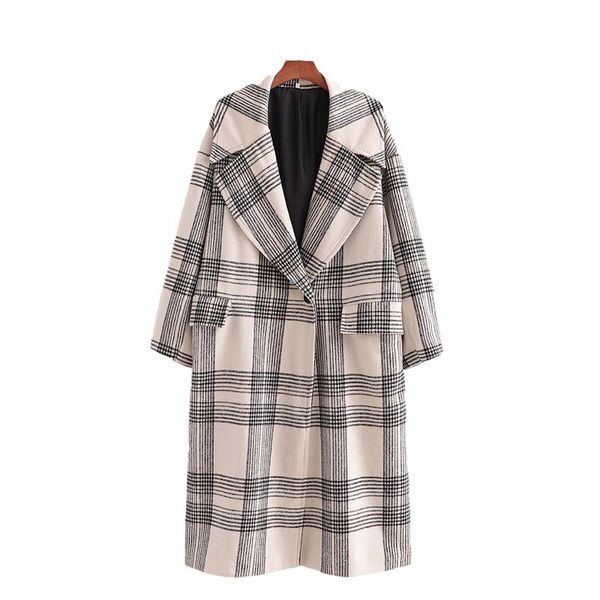 women's wool & blends elegant women turn down collar overcoat 2021 fashion plaid long jackets streetwear chic loose pocket night, Black
women's wool & blends elegant women turn down collar overcoat 2021 fashion plaid long jackets streetwear chic loose pocket night, Black