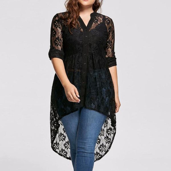 plus size t-shirt elegant lace women ladies blouse long sleeve shirt perspective button up female large womens clothing, Black
plus size t-shirt elegant lace women ladies blouse long sleeve shirt perspective button up female large womens clothing, Black