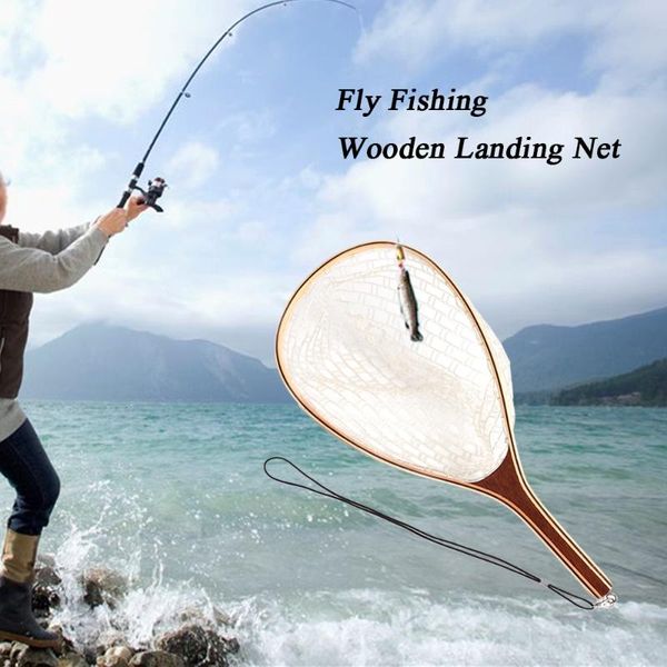 60cm landing net wooden handle frame pole fishing net catch and release 
60cm landing net wooden handle frame pole fishing net catch and release