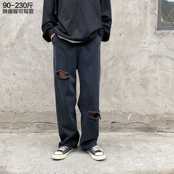 men's jeans ripped summer korean style boys pants ins hong kong fashion brand fat plus-sized plus size loose trousers, Blue
men's jeans ripped summer korean style boys pants ins hong kong fashion brand fat plus-sized plus size loose trousers, Blue