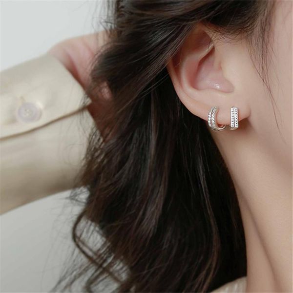 hoop & huggie 925 sterling silver piercing double row crystal geometric charm earring for women party wedding earing jewelry eh313, Golden;silver
hoop & huggie 925 sterling silver piercing double row crystal geometric charm earring for women party wedding earing jewelry eh313, Golden;silver