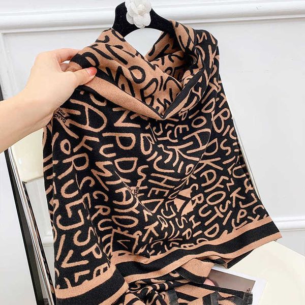 letter scarf women's autumn and winter korean version versatile imitation cashmere air conditioning room shawl dual-purpose bib to keep, Blue;gray 
letter scarf women's autumn and winter korean version versatile imitation cashmere air conditioning room shawl dual-purpose bib to keep, Blue;gray