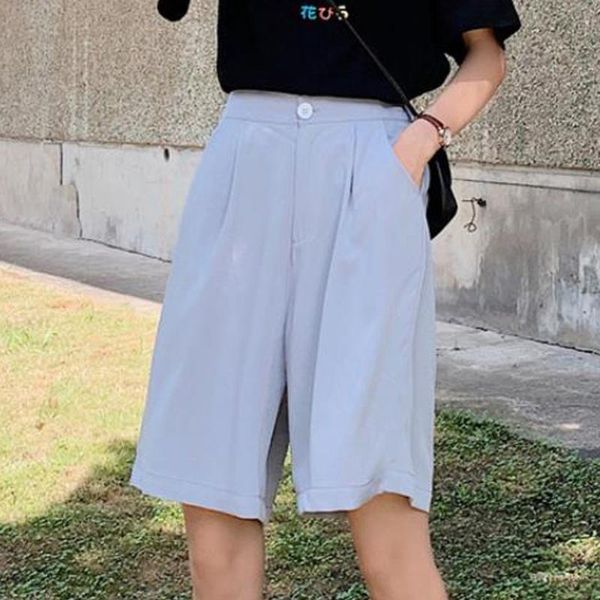 women's shorts streetwear women summer knee length korean high waist wide leg five point chiffon loose half long, White;black
women's shorts streetwear women summer knee length korean high waist wide leg five point chiffon loose half long, White;black