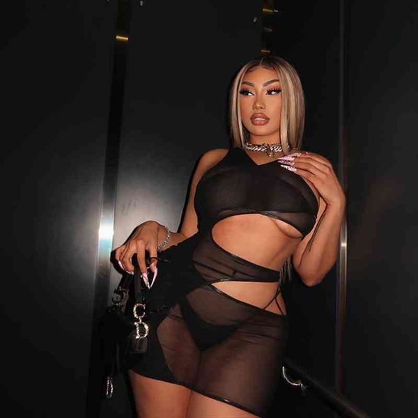 sheer mesh midnight party mini women dress summer cut out black transparent skinny tank sleeveless clubwear, Black;gray
sheer mesh midnight party mini women dress summer cut out black transparent skinny tank sleeveless clubwear, Black;gray