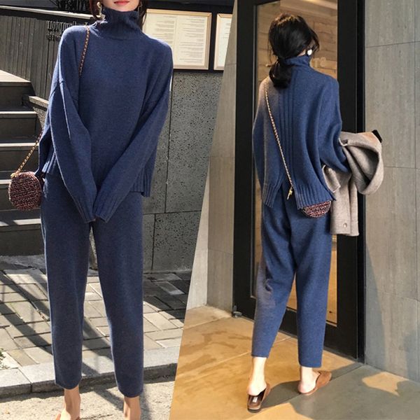 knitted autumn winter tracksuit turtleneck sweatshirts for women clothing 2 piece set knit pant female pants suit dsjh, White
knitted autumn winter tracksuit turtleneck sweatshirts for women clothing 2 piece set knit pant female pants suit dsjh, White