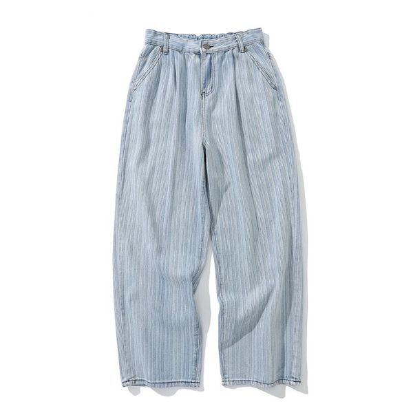 men's jeans clothing high street vertical stripe washed simple style loose straight pants elastic waist casual, Blue
men's jeans clothing high street vertical stripe washed simple style loose straight pants elastic waist casual, Blue