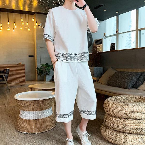men's tracksuits chinese style summer cotton and linen printed shorts short-sleeved t-shirt suit large size loose hanfu, Gray
men's tracksuits chinese style summer cotton and linen printed shorts short-sleeved t-shirt suit large size loose hanfu, Gray