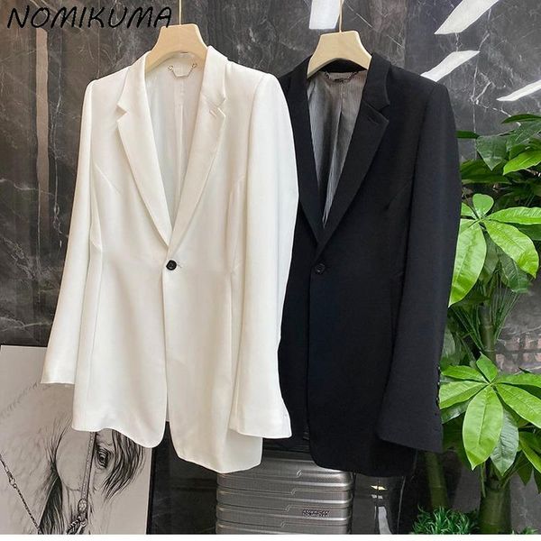 women's suits & blazers nomikuma women korean single button causal solid suit jacket 2021 autumn long sleeve notched collar blazer coat, White;black
women's suits & blazers nomikuma women korean single button causal solid suit jacket 2021 autumn long sleeve notched collar blazer coat, White;black