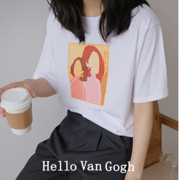 2021 new white relaxed women shirt oil painting figure print half women's summer color short sleeve t-shirt dju5
2021 new white relaxed women shirt oil painting figure print half women's summer color short sleeve t-shirt dju5
