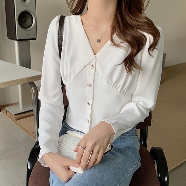 women's blouses & shirts v-neck foreign style thin shirt 2021 spring korean long sleeve button loose solid color, White
women's blouses & shirts v-neck foreign style thin shirt 2021 spring korean long sleeve button loose solid color, White
