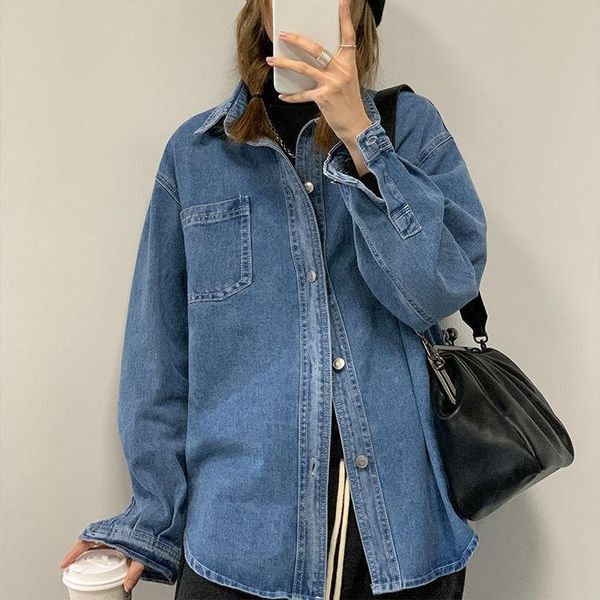 women's blouses & shirts blouse women shirt retro denim spring loose casual blue long sleeve jacket blusas ropa de mujer, White
women's blouses & shirts blouse women shirt retro denim spring loose casual blue long sleeve jacket blusas ropa de mujer, White