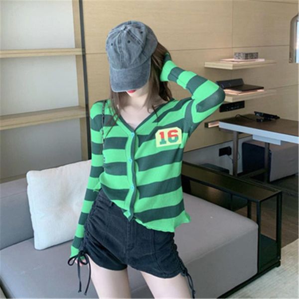 women's knits & tees green striped cardigan women knitted coats spring autumn 2021 loose v-neck sweaters short long-sleeved jackets h42, White
women's knits & tees green striped cardigan women knitted coats spring autumn 2021 loose v-neck sweaters short long-sleeved jackets h42, White