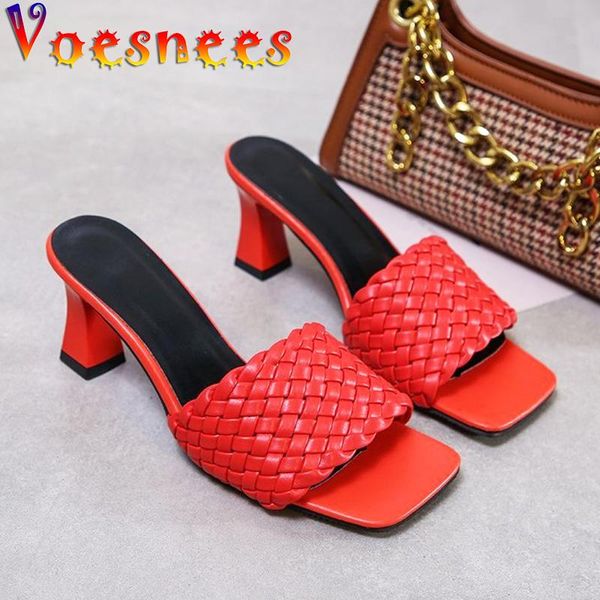 slippers voesnees women 2021 summer shoes european and american woven sandals female square toe thick heel 8cm slides, Black
slippers voesnees women 2021 summer shoes european and american woven sandals female square toe thick heel 8cm slides, Black