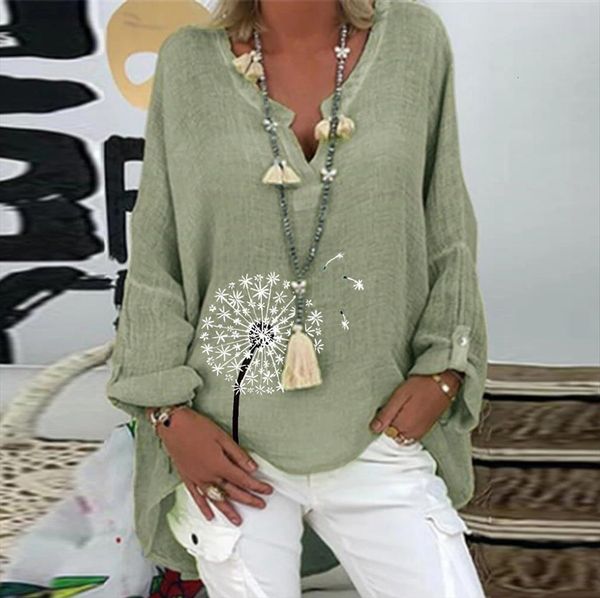 40 cotton linen dandelion womens shirts vintage casual long sleeve floral print loose v neck plus size shirt femme, White
40 cotton linen dandelion womens shirts vintage casual long sleeve floral print loose v neck plus size shirt femme, White