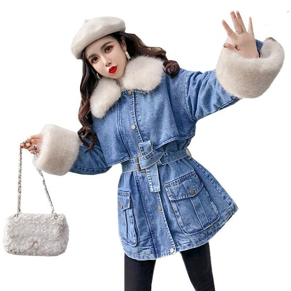 women's jackets 2021 winter ladies fashion jeans jacket korean loose plus velvet thick mid-length hair denim coat female clothes h777, Black;brown
women's jackets 2021 winter ladies fashion jeans jacket korean loose plus velvet thick mid-length hair denim coat female clothes h777, Black;brown