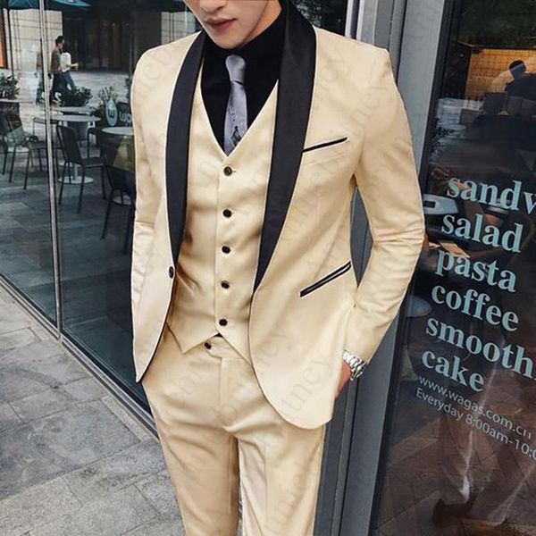 men's suits & blazers latest design champagne men suit shawl collar formal tuxedos wedding for prom party dress jacket pants with vest, White;black
men's suits & blazers latest design champagne men suit shawl collar formal tuxedos wedding for prom party dress jacket pants with vest, White;black
