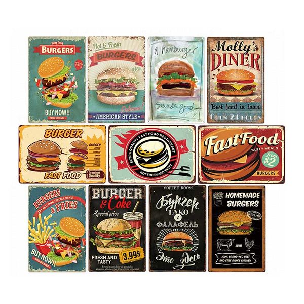 hamburger metal tin sign vintage poster fast food plaque pub bar kitchen wall plate decoration home decor 20*30cm
hamburger metal tin sign vintage poster fast food plaque pub bar kitchen wall plate decoration home decor 20*30cm
