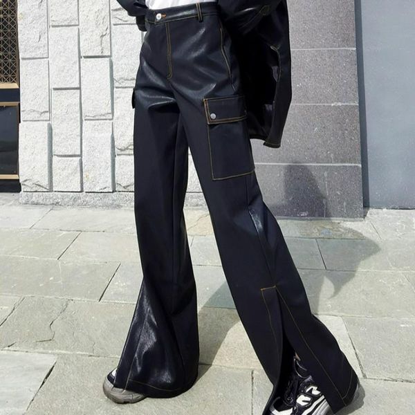 bonjean long pants for women 2021 winter bottom pu leather wide leg pants mid-waist trousers ladies loose split bj3461, Black;white
bonjean long pants for women 2021 winter bottom pu leather wide leg pants mid-waist trousers ladies loose split bj3461, Black;white