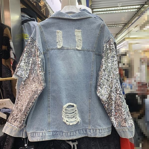 women's jackets euro spring sequins of women denim high-end fashion jackets loose-fashion personality adjustment torn casual cowgirl xn, Black;brown
women's jackets euro spring sequins of women denim high-end fashion jackets loose-fashion personality adjustment torn casual cowgirl xn, Black;brown